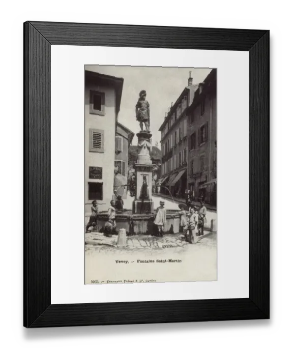 Framed Print : Vevey, Switzerland - Fountain Saint-Martin Framed Print : Vevey, Switzerland - Fountain Saint-Martin