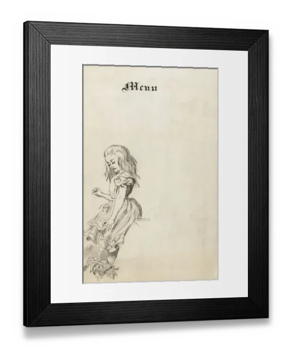 Framed Print : Menu Card - Alice in Wonderland illustration - Alice & Jury Framed Print : Menu Card - Alice in Wonderland illustration - Alice & Jury