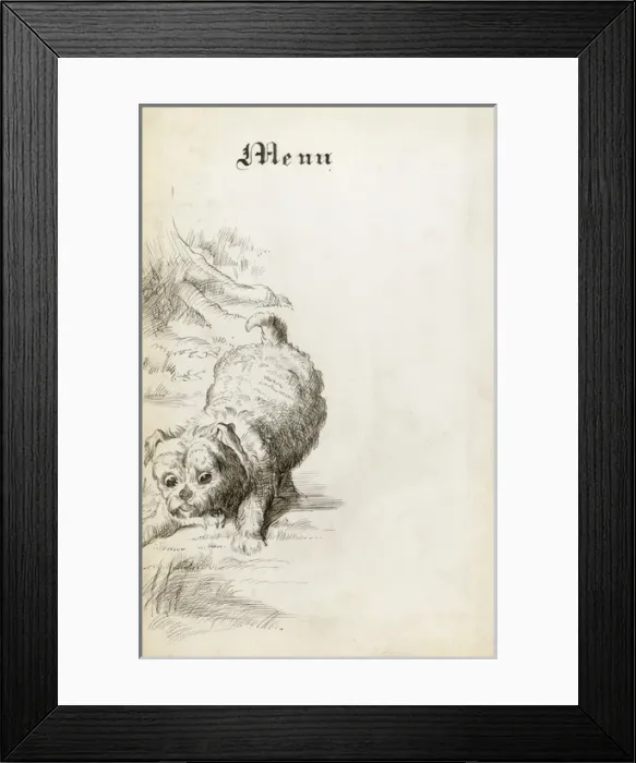 Framed Print : Menu Card - Alice in Wonderland illustration - The Puppy Framed Print : Menu Card - Alice in Wonderland illustration - The Puppy