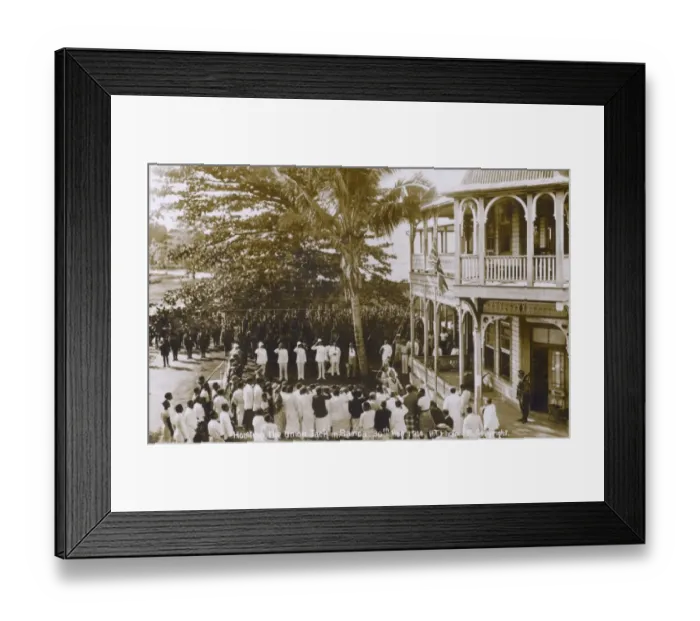 Framed Print : Samoa - Hoisting the Union flag - World War One Framed Print : Samoa - Hoisting the Union flag - World War One