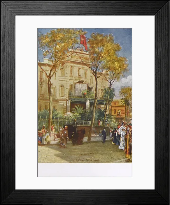 Framed Print : Shepheards Hotel, Cairo, Egypt - Terrace and Entrance Framed Print : Shepheards Hotel, Cairo, Egypt - Terrace and Entrance