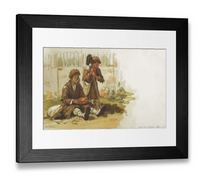 Framed Print : Blind Russian Beggar and ragged child Framed Print : Blind Russian Beggar and ragged child