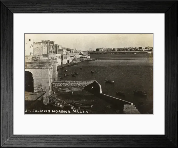Framed Print : Malta - St Julians Harbour - WWI era Framed Print : Malta - St Julians Harbour - WWI era