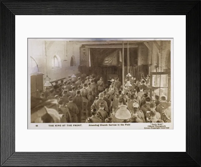 Framed Print : WWI - King George attending Church Service at the front Framed Print : WWI - King George attending Church Service at the front