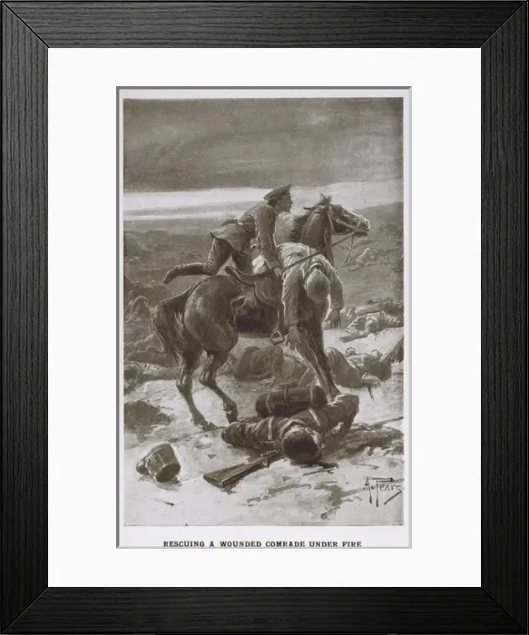 Framed Print : Rescuing a wounded comrade under fire - WWI Framed Print : Rescuing a wounded comrade under fire - WWI