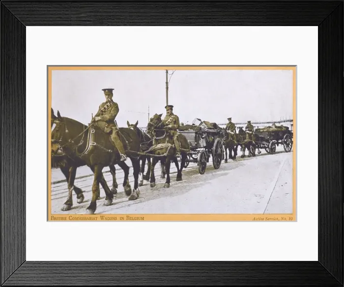 Framed Print : British Commissariat Wagons in Belgium - WWI Framed Print : British Commissariat Wagons in Belgium - WWI