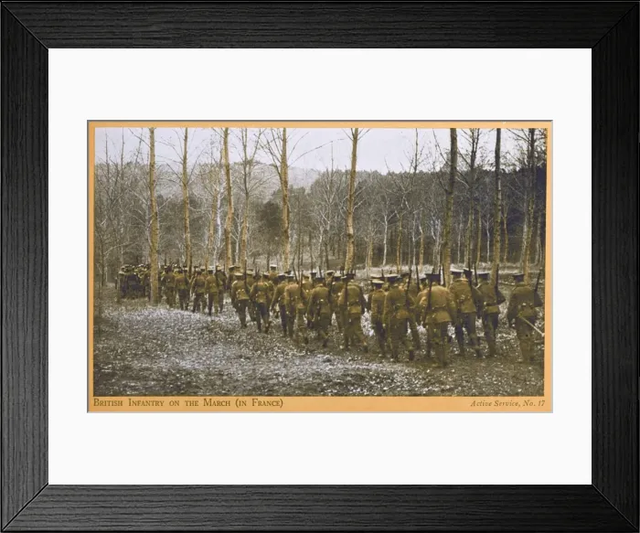Framed Print : British Infantry Marching to the front - France, WWI Framed Print : British Infantry Marching to the front - France, WWI