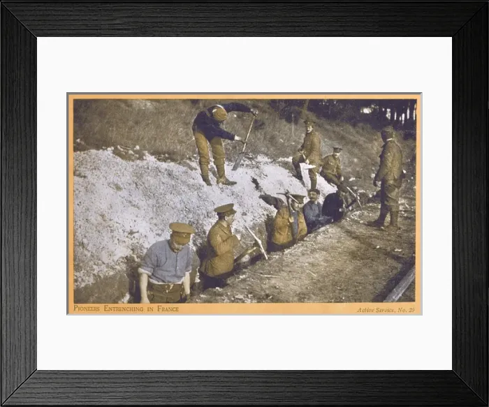 Framed Print : Pioneer Regiment entrenching in France - WWI Framed Print : Pioneer Regiment entrenching in France - WWI