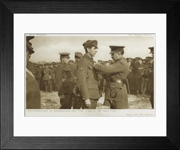 Framed Print : Decorating a Canadian Soldier - WWI Framed Print : Decorating a Canadian Soldier - WWI