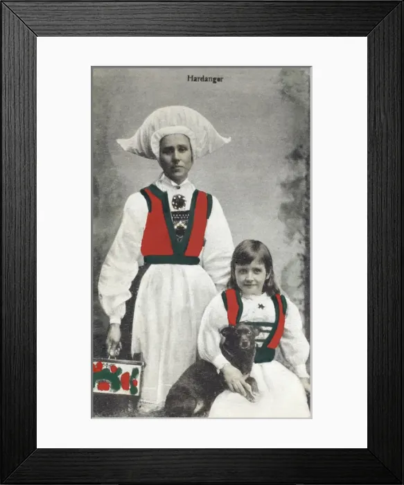 Framed Print : Norway - Traditional Costume - Mother and daughter