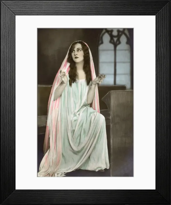 Framed Print : Glamorous French beauty in pious pose Framed Print : Glamorous French beauty in pious pose