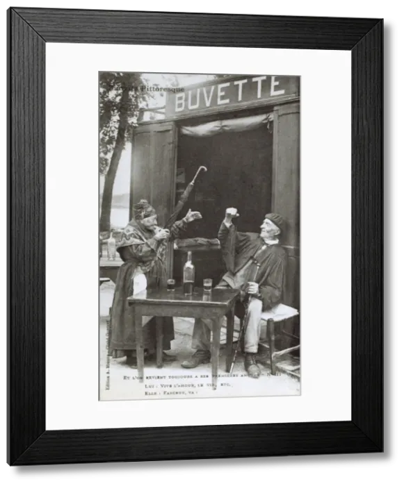 Framed Print : France, Biarritz - Elderly drinkers argue Framed Print : France, Biarritz - Elderly drinkers argue