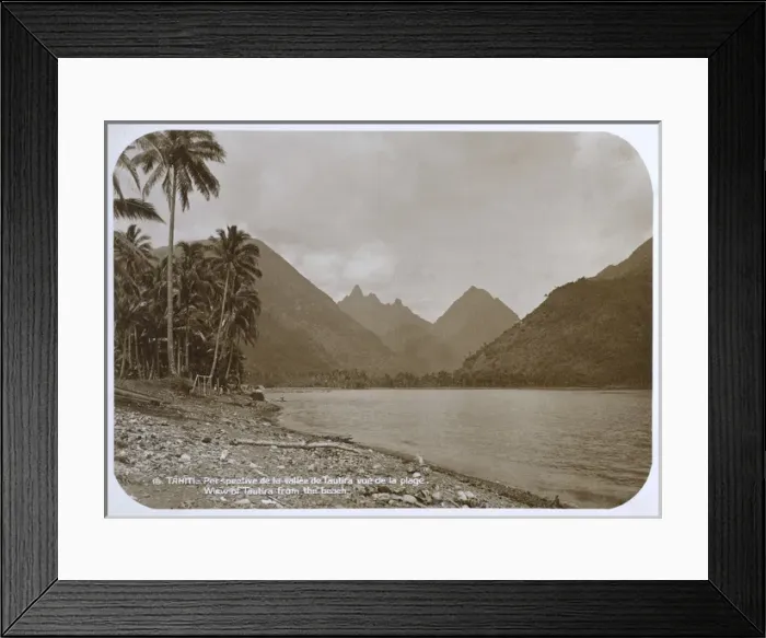 Framed Print : View of the Tautira Valley from the Beach - Tahiti