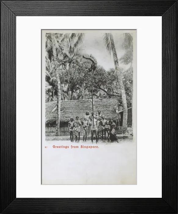 Framed Print : Singapore - Traditional pole acrobat Framed Print : Singapore - Traditional pole acrobat