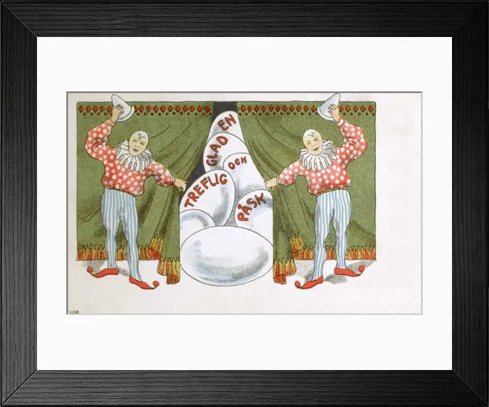 Framed Print : Two clowns and a cascade of Easter Eggs Framed Print : Two clowns and a cascade of Easter Eggs