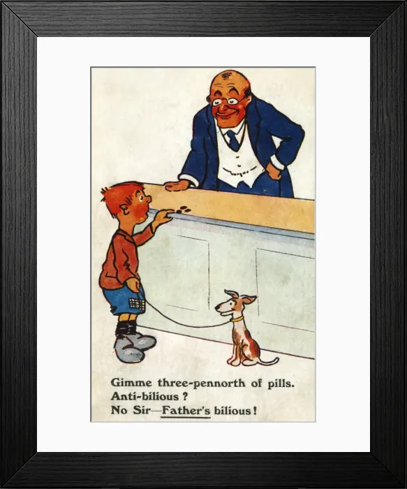 Framed Print : Humorous Pharmacy postcard Framed Print : Humorous Pharmacy postcard
