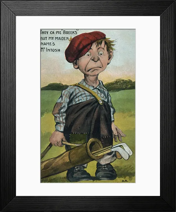 Framed Print : Scruffy young miserable Scottish golfing caddy Framed Print : Scruffy young miserable Scottish golfing caddy