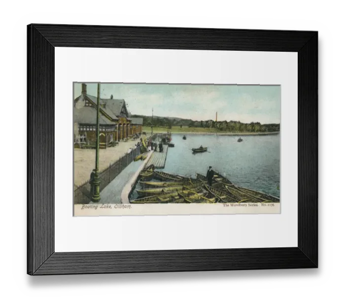 Framed Print : Boating Lake and Boathouse, Oldham, Lancashire Framed Print : Boating Lake and Boathouse, Oldham, Lancashire