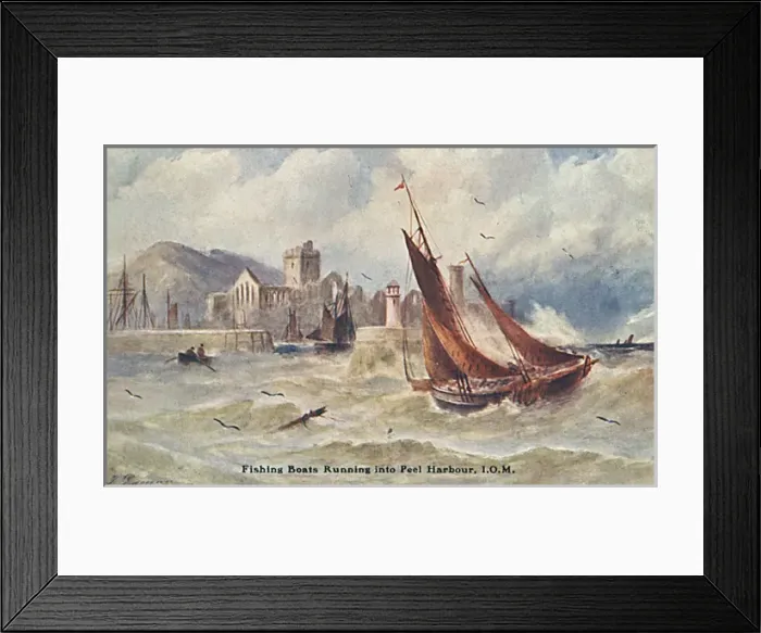 Framed Print : Fishing Boats running into Peel Harbour - Isle of Man Framed Print : Fishing Boats running into Peel Harbour - Isle of Man