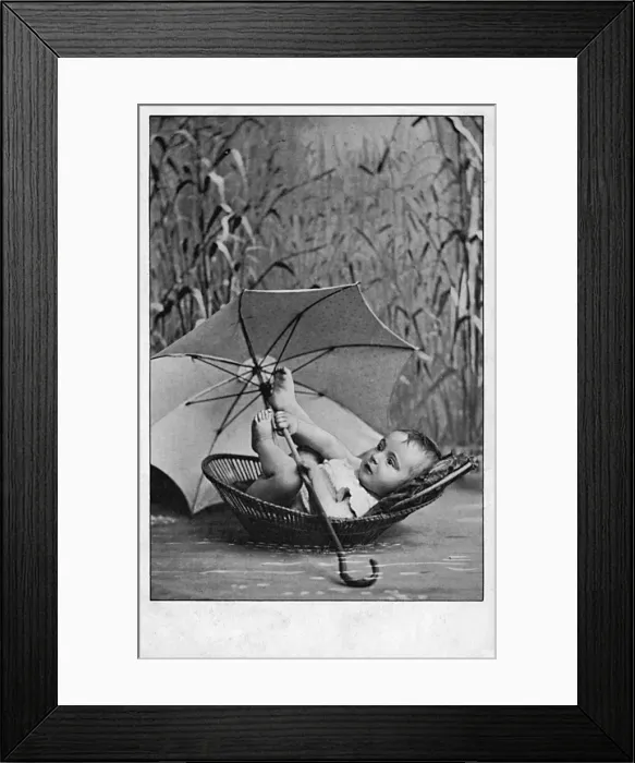 Framed Print : Small Baby boy in a Moses Basket amid the reeds Framed Print : Small Baby boy in a Moses Basket amid the reeds