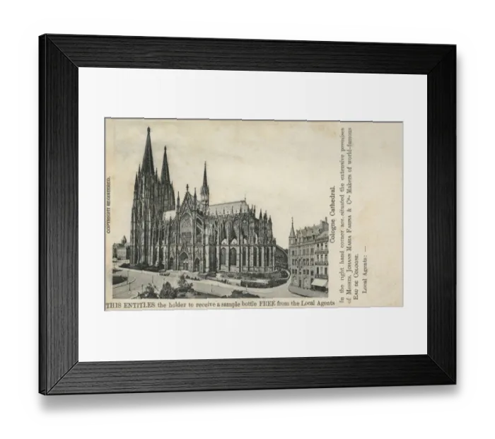 Framed Print : Postcard ticket for a free sample of Cologne - The Cathedral Framed Print : Postcard ticket for a free sample of Cologne - The Cathedral