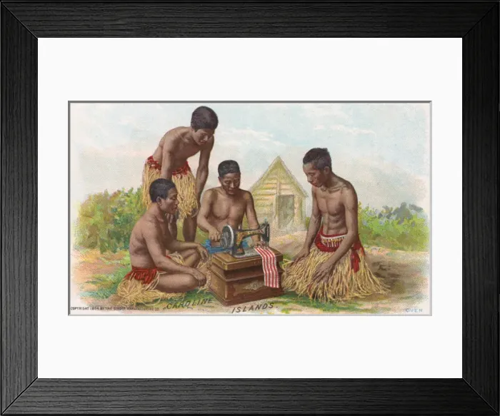Framed Print : Using a Singer Sewing Machine on the Caroline Islands Framed Print : Using a Singer Sewing Machine on the Caroline Islands