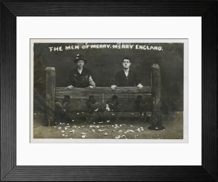 Framed Print : Men of Merry England - Two loons in the stocks Framed Print : Men of Merry England - Two loons in the stocks