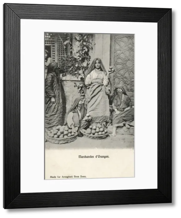 Framed Print : Egyptian Orange Sellers posing Framed Print : Egyptian Orange Sellers posing
