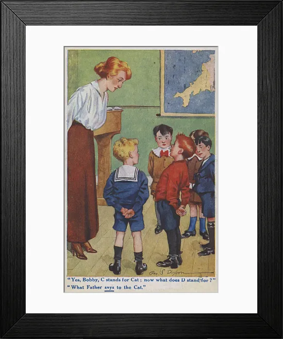 Framed Print : Teacher gets funny response from young boy Framed Print : Teacher gets funny response from young boy