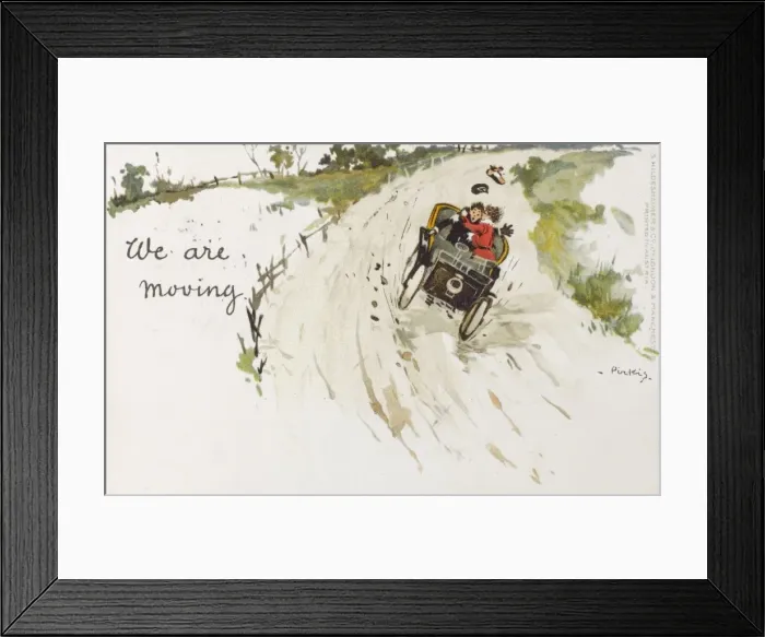 Framed Print : We are Moving - Humorous Motoring postcard Framed Print : We are Moving - Humorous Motoring postcard