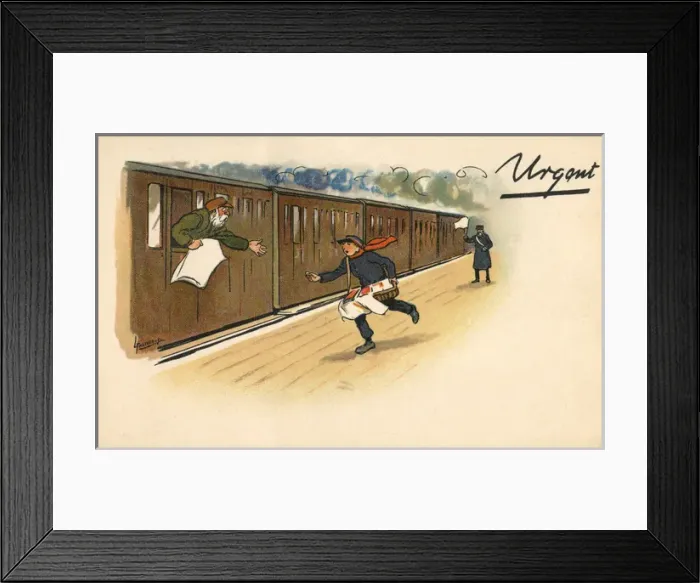 Framed Print : Dashing to give train passenger his change Framed Print : Dashing to give train passenger his change