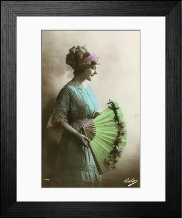 Framed Print : Pretty girl with a big fan Framed Print : Pretty girl with a big fan