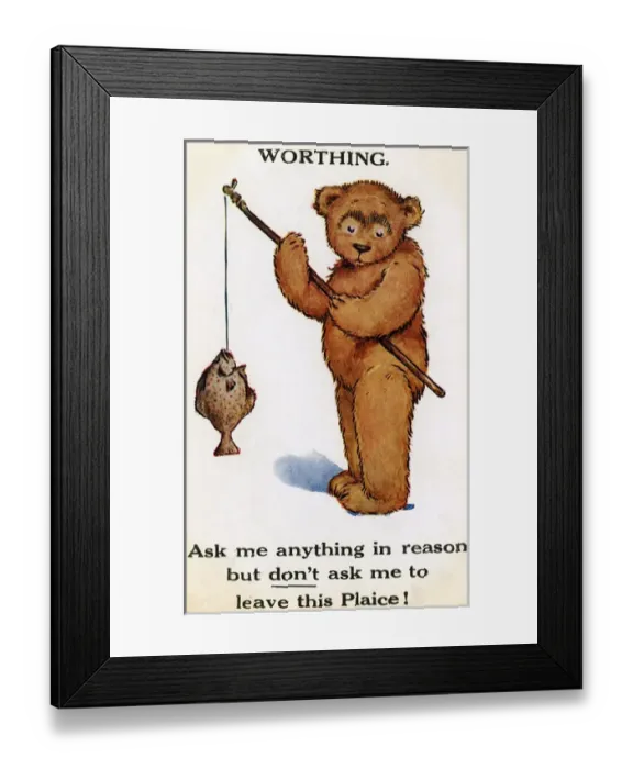 Framed Print : Humorous postcard - Worthing, West Sussex Framed Print : Humorous postcard - Worthing, West Sussex