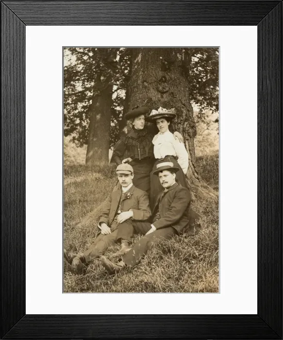 Framed Print : Two Edwardian Couples on a jolly jaunt Framed Print : Two Edwardian Couples on a jolly jaunt