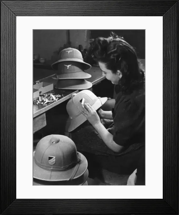 Framed Print : Making pith helmets for the German Afrika Korps - WWII Framed Print : Making pith helmets for the German Afrika Korps - WWII