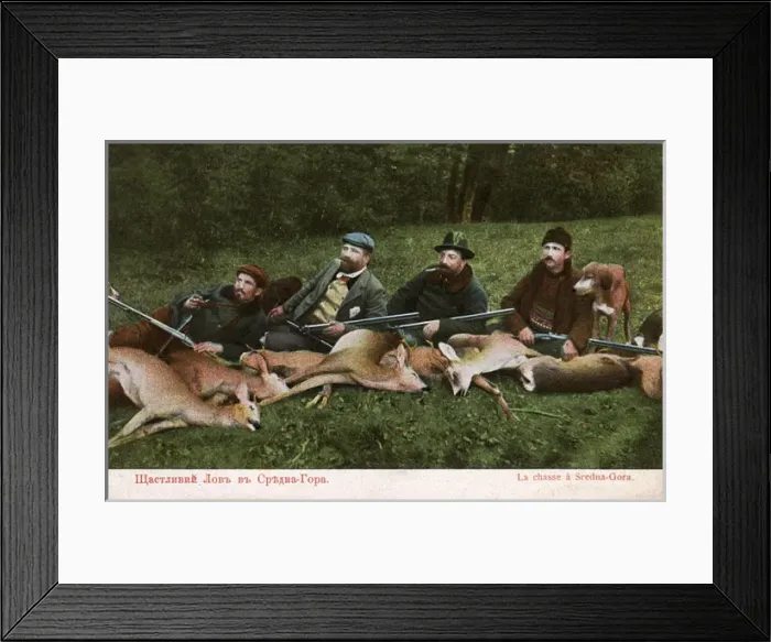 Framed Print : Bulgarian hunting party and their bag Framed Print : Bulgarian hunting party and their bag