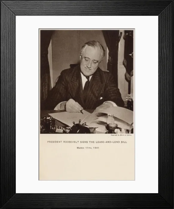 Framed Print : US President Roosevelt signs the Lease-and-Lend Bill Framed Print : US President Roosevelt signs the Lease-and-Lend Bill