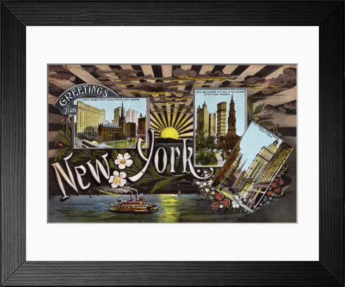 Framed Print : New York souvenir postcard Framed Print : New York souvenir postcard
