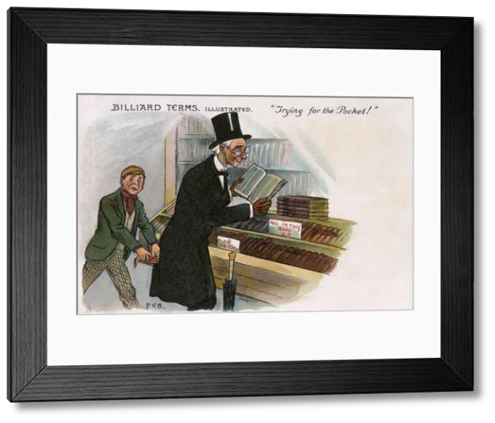Framed Print : Billiards Illustrated - Trying for the pocket Framed Print : Billiards Illustrated - Trying for the pocket