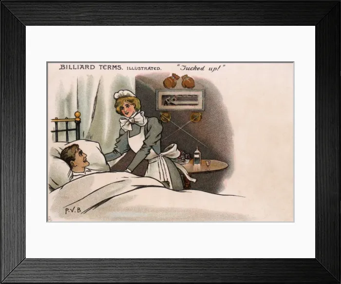 Framed Print : Billiards Illustrated - Tucked Up Framed Print : Billiards Illustrated - Tucked Up