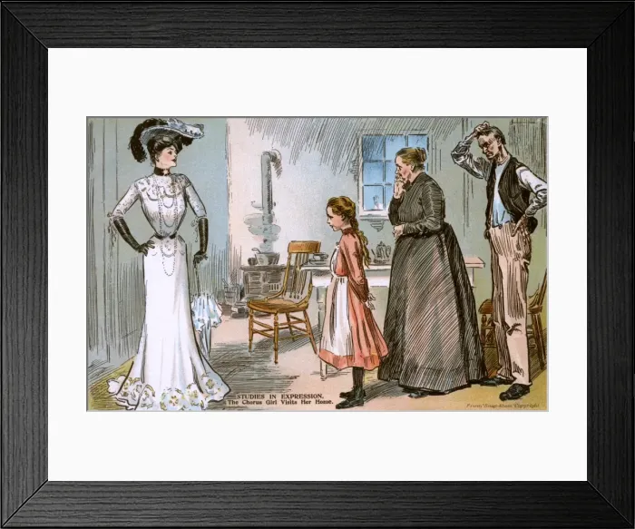 Framed Print : The fruits of success - A Chorus Girl visits home Framed Print : The fruits of success - A Chorus Girl visits home