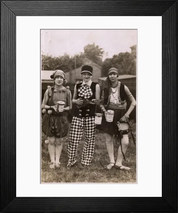 Framed Print : Women in fancy dress collecting for charity Framed Print : Women in fancy dress collecting for charity