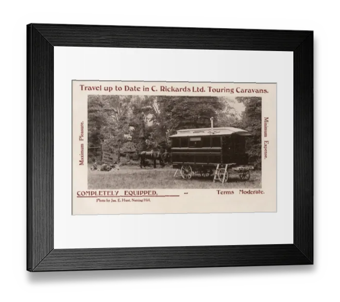 Framed Print : Advertising card for a Touring Caravan Company Framed Print : Advertising card for a Touring Caravan Company