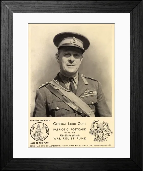 Framed Print : WWII - General Lord Gort - Patriotic Postcard Framed Print : WWII - General Lord Gort - Patriotic Postcard