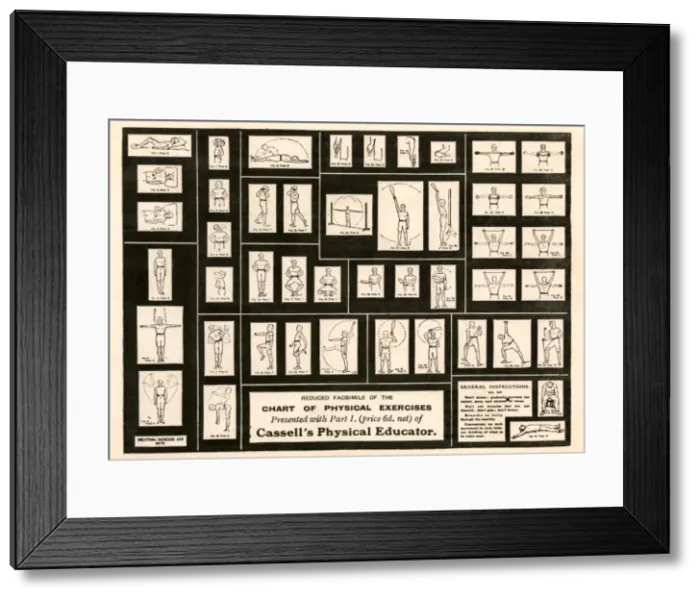 Framed Print : Reduced facsimile of a Chart of Physical Exercises Framed Print : Reduced facsimile of a Chart of Physical Exercises
