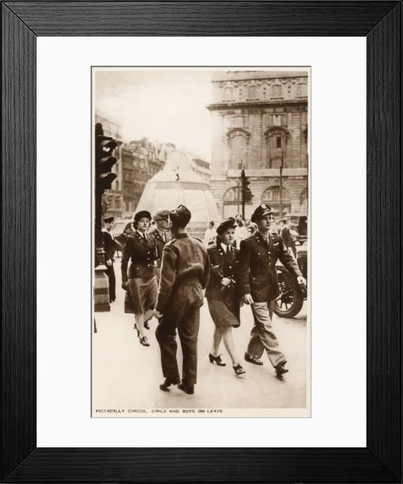 Framed Print : Male and Female British Servicemen - Piccadilly Circus Framed Print : Male and Female British Servicemen - Piccadilly Circus