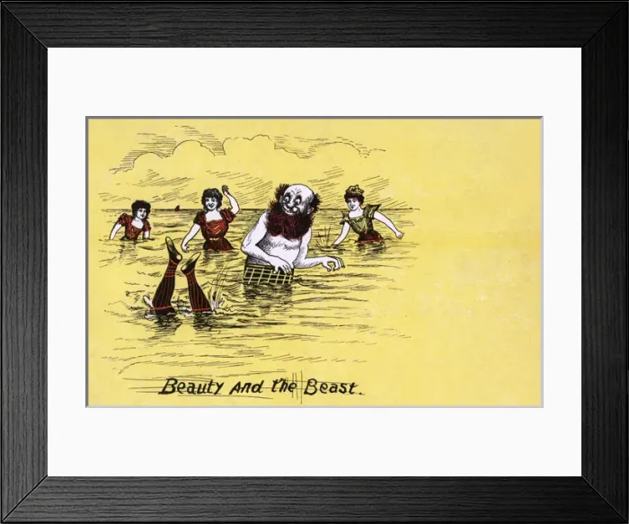 Framed Print : Beauty and the Beast - Bathing Humour Framed Print : Beauty and the Beast - Bathing Humour