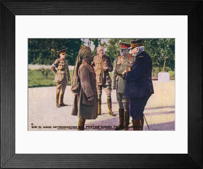 Framed Print : Haig introducing Sir Pertab Singh to General Joffre Framed Print : Haig introducing Sir Pertab Singh to General Joffre