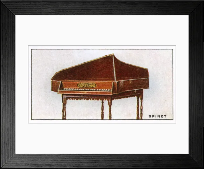 Framed Print : Spinet - this lovely example with its six-legged stand was made in London Framed Print : Spinet - this lovely example with its six-legged stand was made in London