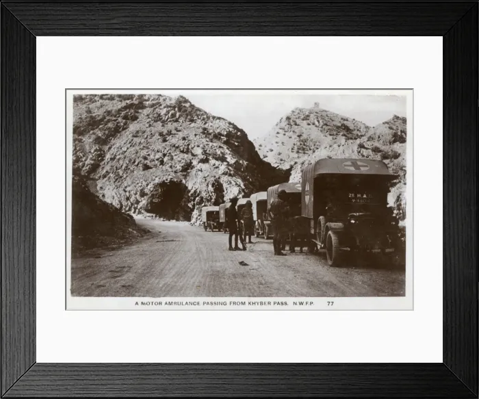 Framed Print : Motor Ambulance passing through the Khyber Pass, NWFP Framed Print : Motor Ambulance passing through the Khyber Pass, NWFP